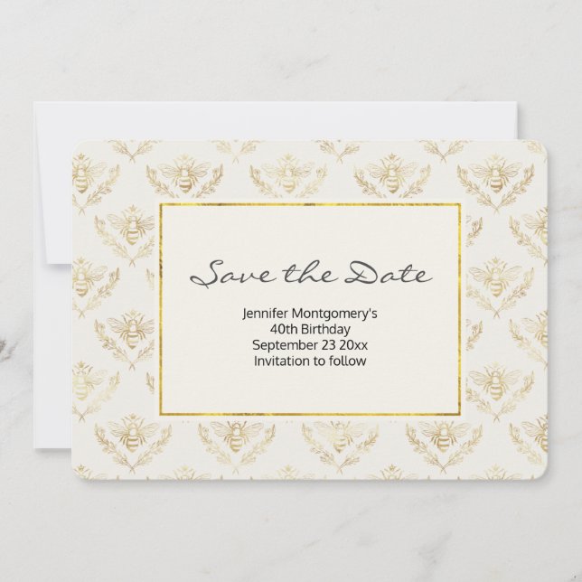 Save The Date Golden Bumble Bee Motif Enregistrer la date (Devant)