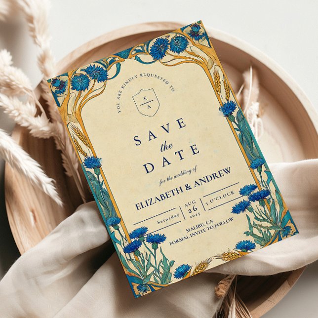 Save The Date Golden Cornflower Art Nouveau Mariage (Créateur téléchargé)