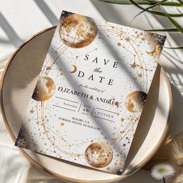 Save The Date Golden Moonlit Celestial Wedding (Créateur téléchargé)