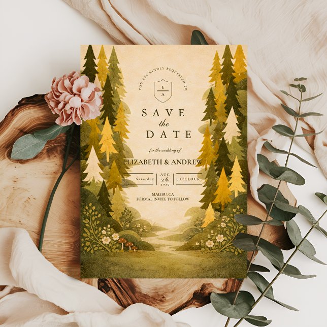 Save The Date Golden Pine Forest Wedding (Créateur téléchargé)