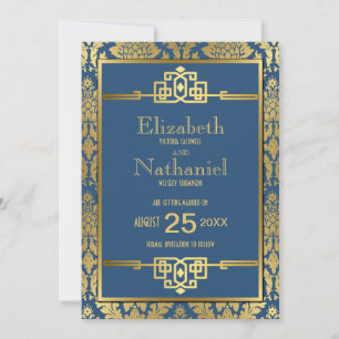 Save The Date Golden Romance 1920s Art déco Enregistrer la date