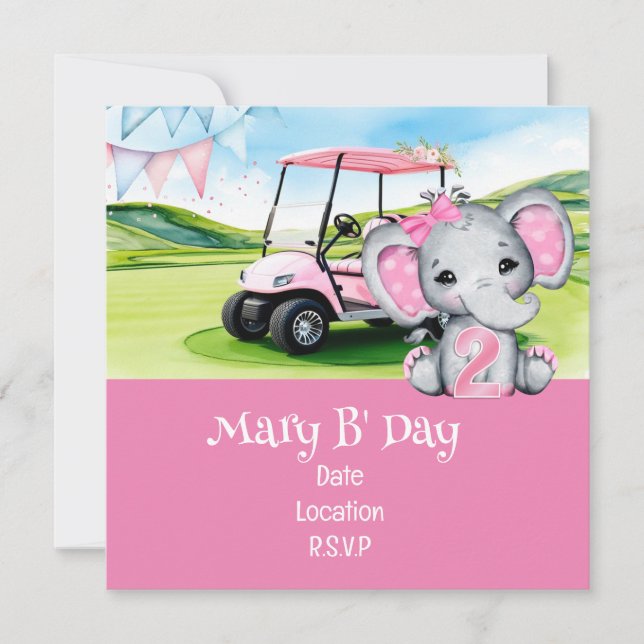 Save The Date Golf 2e anniversaire pour thème Girl Pink (Devant)