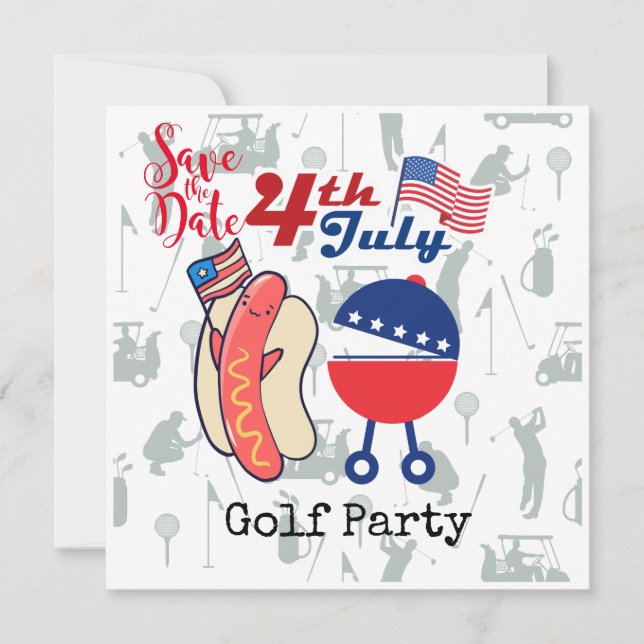 Save The Date Golf 4 juillet Fête de l'Indépendance Barbecue (Devant)