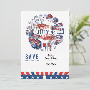 Save The Date Golf 4 juillet Jour de l'Indépendance pour golfeur