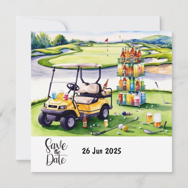 Save The Date Golf Anniversaire Décor de fête sur le parcours (Devant)