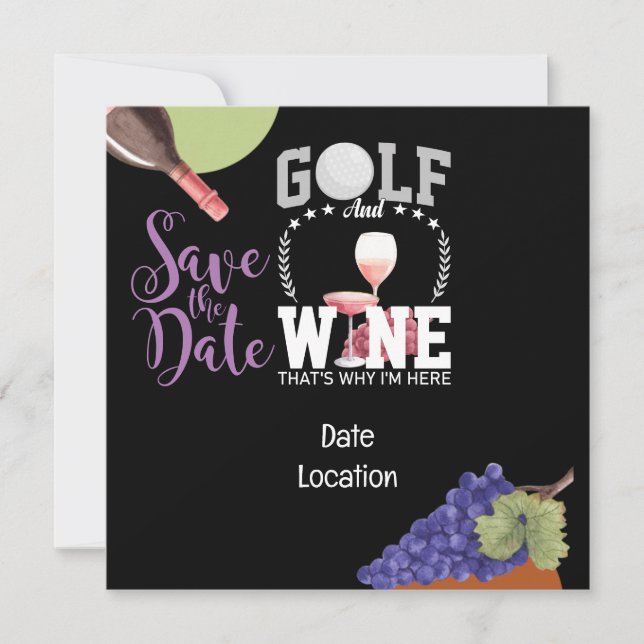 Save The Date Golf et vin pour golfeur enregistrer la date invit (Devant)