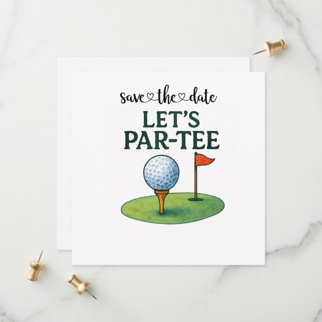 Save The Date Golf Faisons la Fête sur le Par Golf Thème  (Devant/Arrière en situation)
