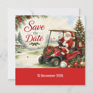Save The Date Golf Noël Par tee fête avec le Père Noël