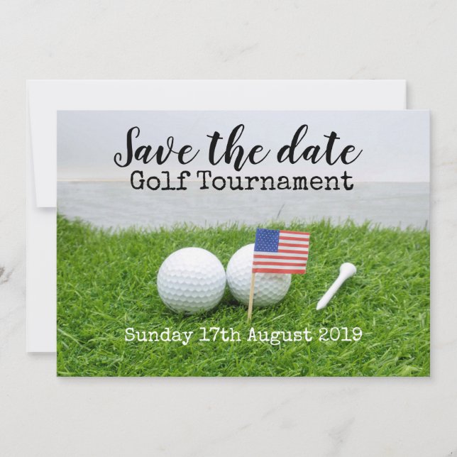 Save The Date Golf Sauvez la date Tournoi de golf avec drapeau a (Devant)
