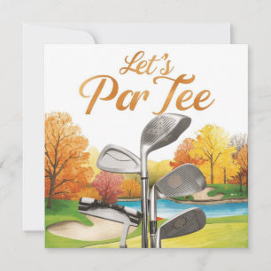 Save The Date Golf Thanksgiving Party Autumn Golf Course