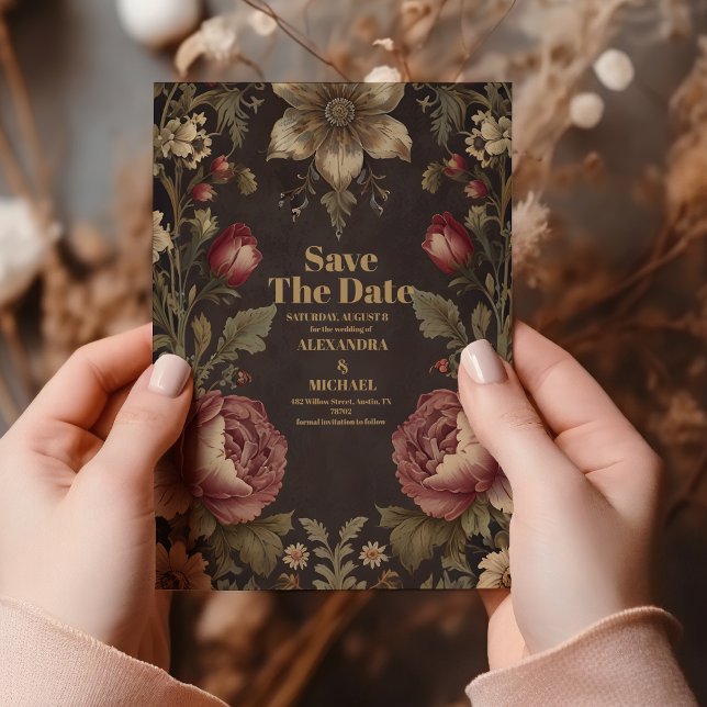 Save The Date Goth Floral Mariage victorien (Créateur téléchargé)