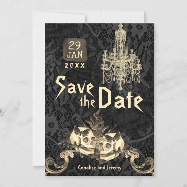 Save The Date Goth Skeleton Wedding Enregistrer La Date (Devant)
