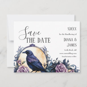 Save The Date Gothique Boho Floral Raven & Rose Handfasting