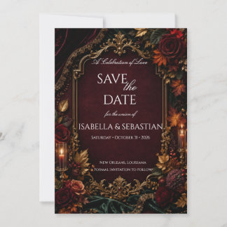 Save The Date Gothique | Bourgogne & Or