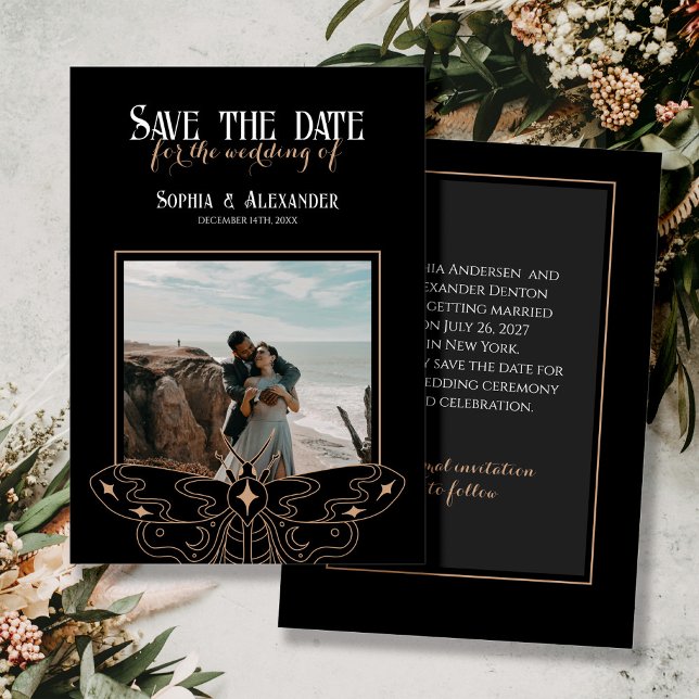 Save The Date Gothique Moody Black Mariage photo (Créateur téléchargé)