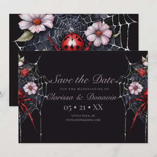 Save The Date Gothique Rouge & Noir Floral Spider Web Handfastin