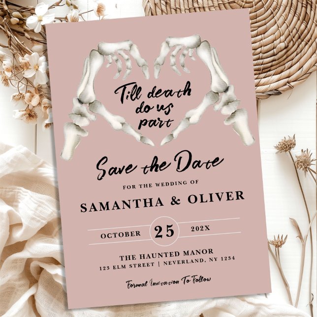 Save The Date Gothique Sauver La Date Dusty Rose Pink Heart Mari (Créateur téléchargé)