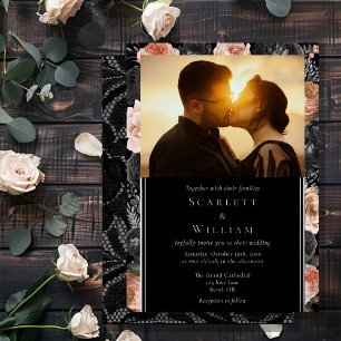 Save The Date Gothique Vintage Noir Blush Mariage Photo