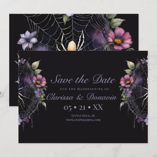 Save The Date Gothique Violet Floral Spider Web Handfasting