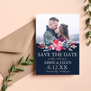 Save The Date Gracy Floral rose et Dusty Blue Mariage