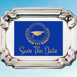Save The Date Graduation Enregistrer La Date Emblem Or Grad Casq