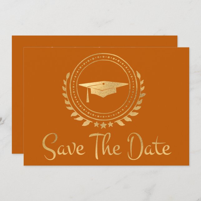 Save The Date Graduation Enregistrer La Date Gold Grad Casquette (Devant / Derrière)