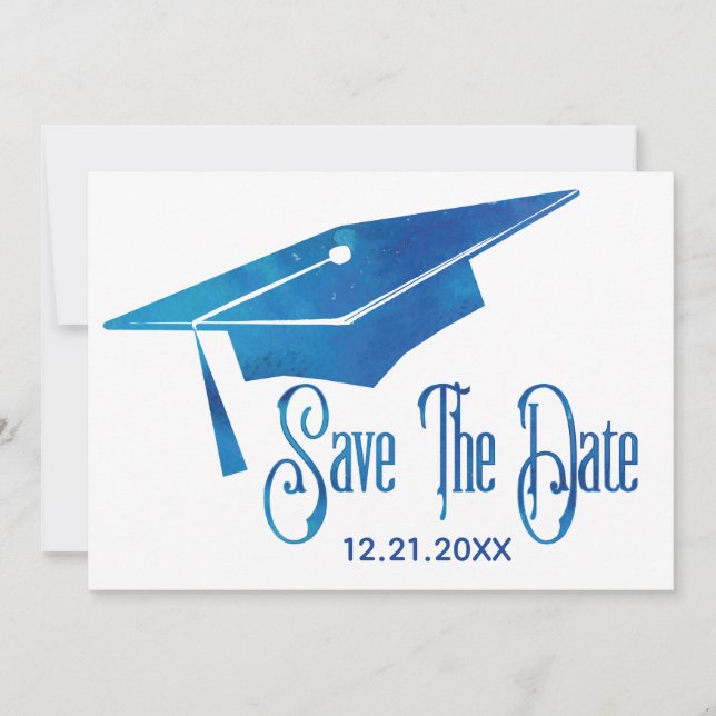 Save The Date Graduation Enregistrer La Date Simple Moderne Bleu (Devant)