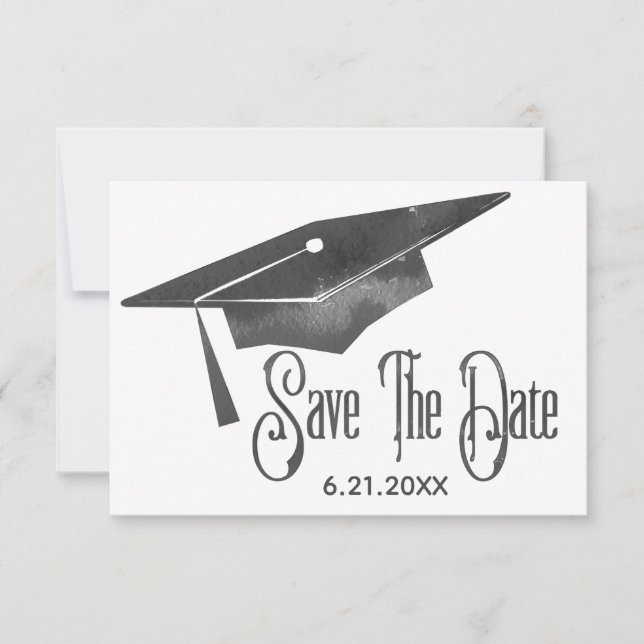 Save The Date Graduation Enregistrer La Date Simple Moderne Noir (Devant)