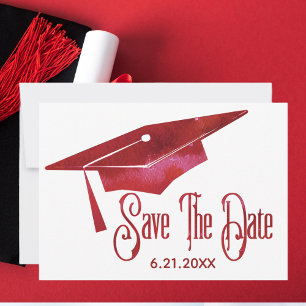 Save The Date Graduation Enregistrer La Date Simple Moderne Roug