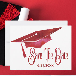 Save The Date Graduation Enregistrer La Date Simple Moderne Roug