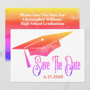 Save The Date Graduation Enregistrer La Date Simple Rainbow Grad