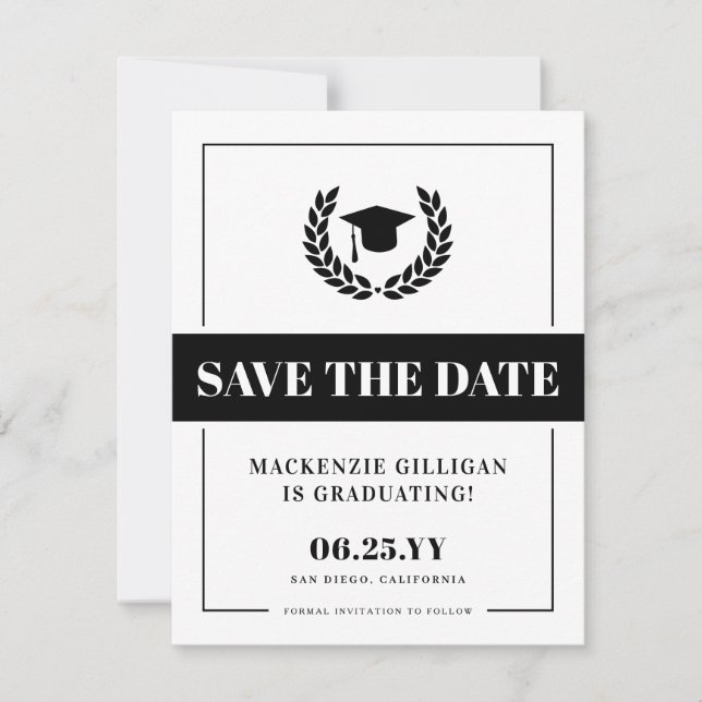 Save The Date Graduation moderne audacieuse et élégante (Devant)