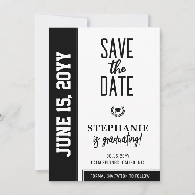 Save The Date Graduation moderne audacieuse et élégante (Devant)