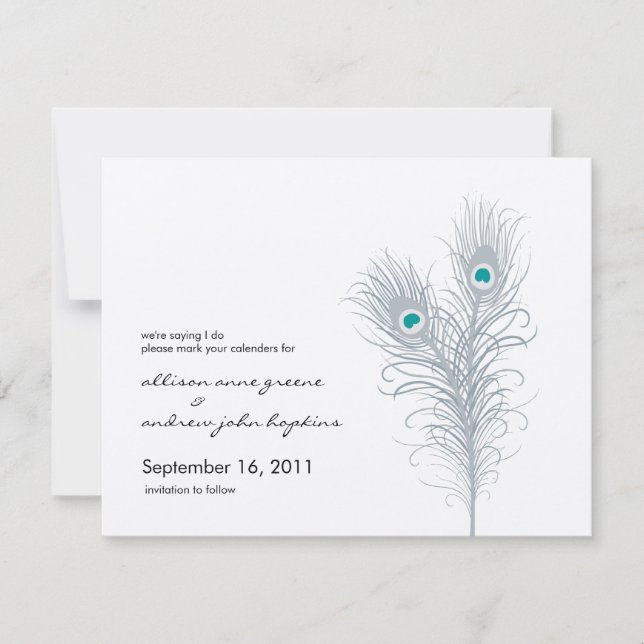 Save The Date Grand Peacock Metallic Silver/Turquoise Enregistre (Devant)