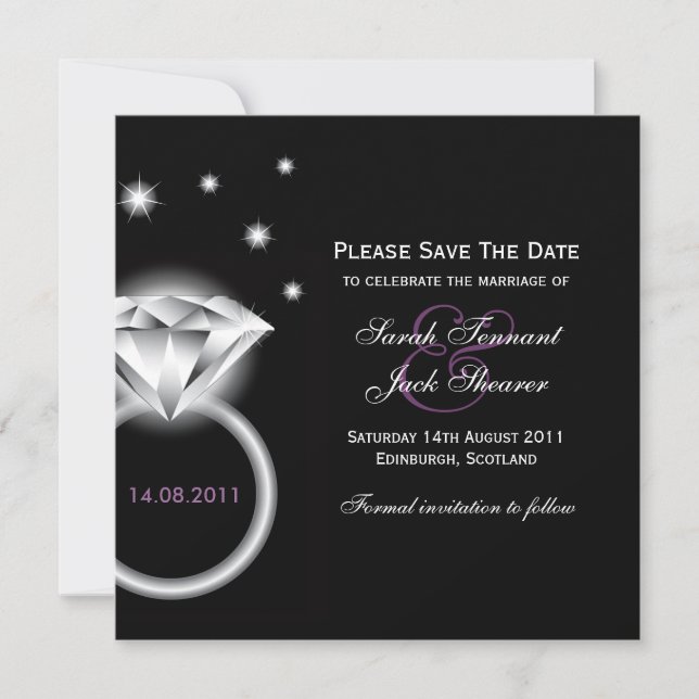 Save The Date Grande Bague Diamond Enregistrer La Date (Devant)