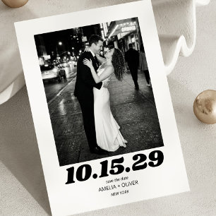Save The Date Grande Date Gras Photo Couple Noir Blanc Mariage