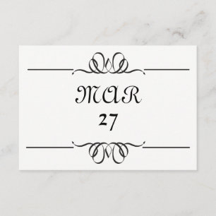 Save The Date Grande date noire et blanche - 3x5 font gagner la