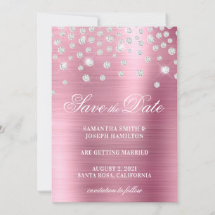 Save The Date Grande huile Ombre rose Confetti Diamant