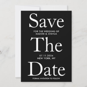 Save The Date Grandes lettres noires et blanches modernes Enregi