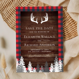 Save The Date Grange Rustique Bois Rouge Buffalo Plaid Andouille