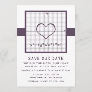 Save The Date Graphique en mathématiques de coeur violet Enregis