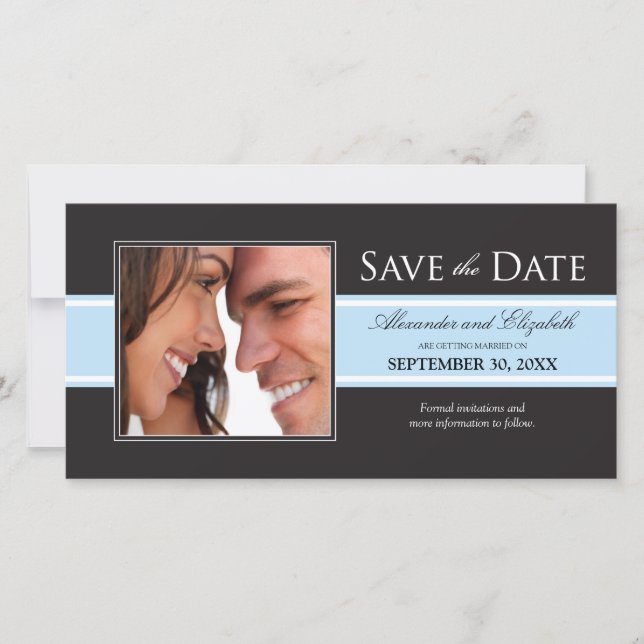 Save The Date Gras Bébé Bleu bande Enregistrer la date Annonce (Devant)