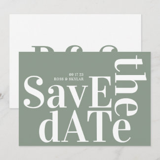 Save The Date Gras blanc vert Sage Simple