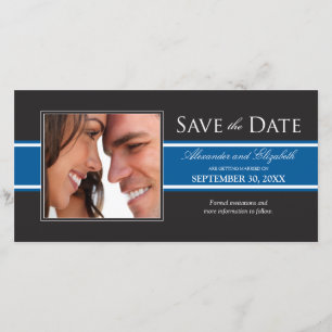 Save The Date Gras Bleu Stripe Enregistrer la date Annonce