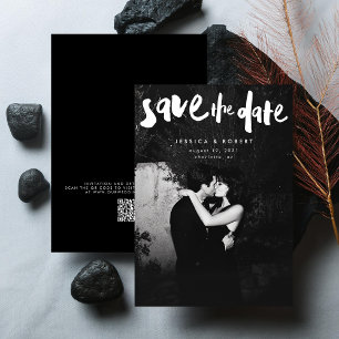 Save The Date Gras Edgy Modern Brush Script Mariage photo