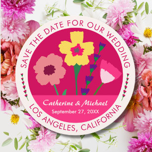 Save The Date Gras & Lumineux Fuchsia Rose Floral Enregistrer La