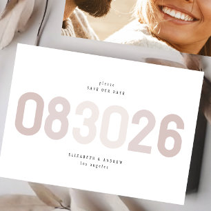 Save The Date Gras moderne Big Date en Musk Taupe Photo