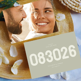 Save The Date Gras moderne Big Date en Sage Green Photo