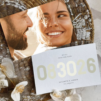 Save The Date Gras moderne Big Date en Sage Green Photo