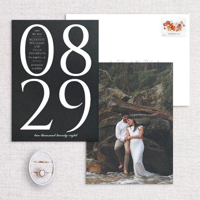 Save The Date Gras moderne grande date sur Arrière - plan noir (Créateur téléchargé)